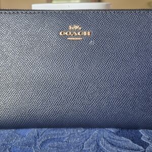 Coach Blue Saffiano Leather Wallet